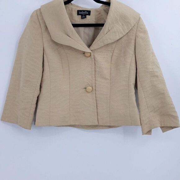 Vtg 80's Isabella Suits Blazer Large Lapel Tiger Textured Single Breasted Sz 8 - Picture 4 of 10